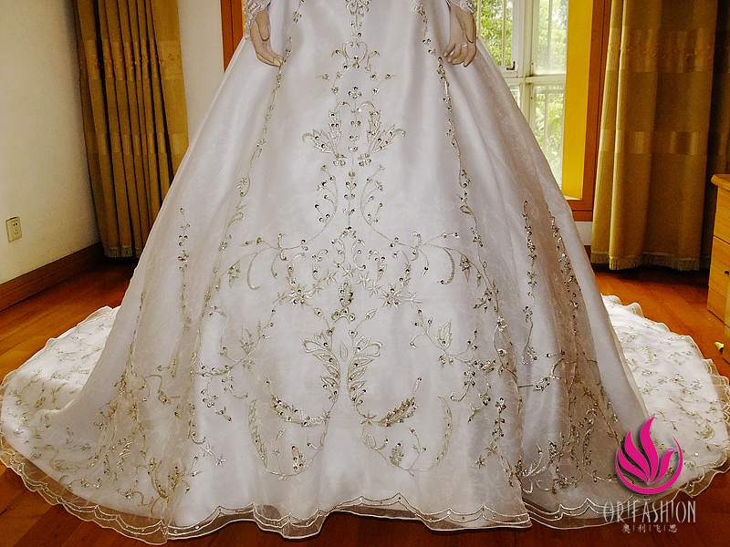 Orifashion HandmadeReal Custom Made Cathedral Train Wedding Dres